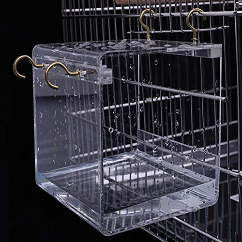 YITON Vogelbäder Transparentes Haustiervogel-Badehaus Mit Hängenden Haken Für Papageien Nymphensittiche Sittiche 1St Groß