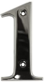 UAP House Numbers - 3 Inch Door Numbers Signature Screw Fix Bevelled Edge For Front Door, Address Number Screw On For Doors And Gates, Letter Times Roman Font (Number 1, Polished Chrome)