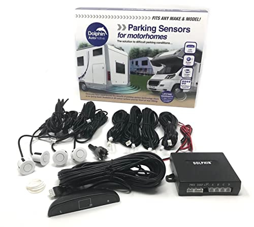 Dolphin Automotive MPS450 Sensori per Parcheggio in Retromarcia per Camper, Furgoni, con Display LED e Cicalino Acustico Nero, Argento, Bianco, Grigio (Bianco)
