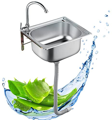 Lavello Da Bar, in acciaio inox, da incasso profondo 21 cm