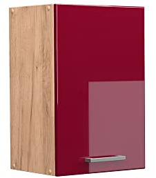Vicco Hängeschrank R-Line, Rot Hochglanz, 40 cm | 1 Tür · 1 Einlegeboden · Tiefe – 31 cm · ✓ Frei kombinierbar · ✓ Praktischer Stauraum