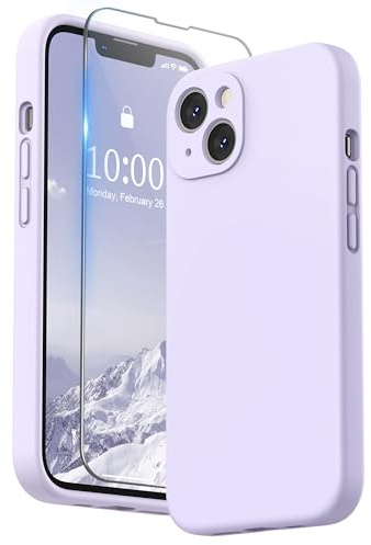 SURPHY für iPhone 13 Hülle Silikon mit Displayschutzfolie | Case mit Kameraschutz Stoßfeste Handyhülle 6,1 mit Erhöhter Randschutz