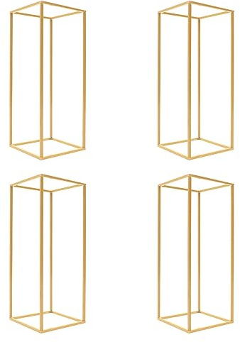 4 Pieces Metal Column Floor Vase, Geometric Rectangular Planter Wedding Planter Decoration Removable Curb for Wedding Birthday Party Decoration