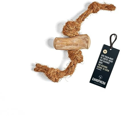 Canophera Hundekauspielzeug aus Kaffeeholz und Kokosseil | Nachhaltiges Hundespielzeug | Zahnpflege (M)