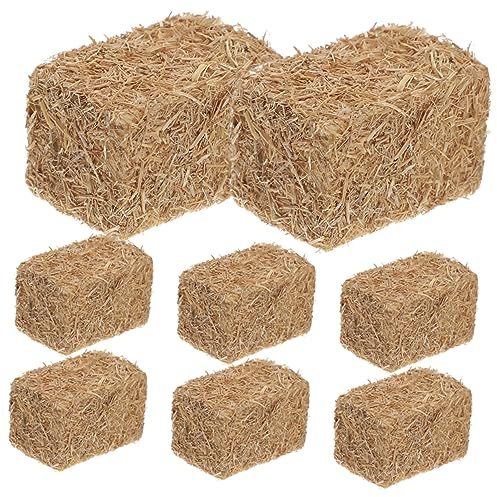 Toyvian 8 Piezas Pequeño Fardo De Mini Balas De Heno Decoración Realista De Pajar Accesorio De Foto De Pajar En Miniatura Fardo De Heno De Estireno Fardos Artesanía Natural De Madera