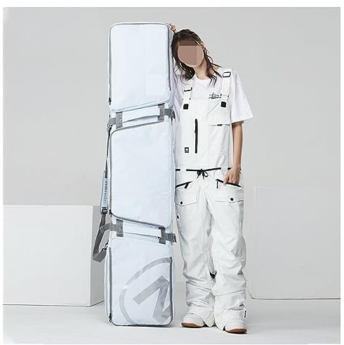 HMWOKPOT Rollbare Doppel-Skitasche Für Flugreisen – Gepolsterte Skitasche Mit Rollen Und Verstärkter Doppelpolsterung, Passend Für 2 Sätze Ski,Weiß,165x36cm
