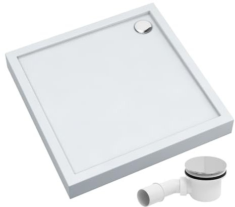 AQUABAD Duschwanne/Duschtasse | Komplettset Ultima mit LeakProtect Technologie Smooth White 80x80cm Quadrat | inkl. Ablaufgarnitur/Siphon Alcadrain A49CR