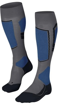 FALKE SK4 Advanced M Kh laine fil fonctionnel chaudes fines 1 paire, Chaussettes de ski Homme, Gris Mid Grey Melange 3530, 42-43