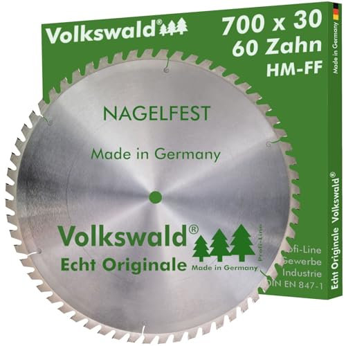 Volkswald ® HM-Sägeblatt FF 700 x 30 mm Z= 60 Nagelfest Kreissägeblatt für Brennholzsäge Wippsäge Tischkreissäge f. Schalholz Schaltafel Bauholz Brennholz Gasbetonstein Faserplatten Massivholz