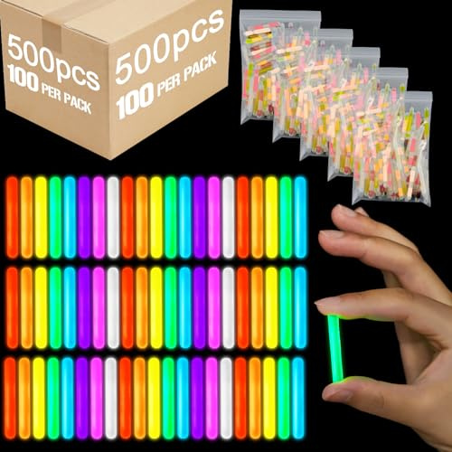 Jenaai 500 Stück Angel-Leuchtstäbe, Großpackung für Bobber, Mini-Leuchtstabspitze für Angelruten, kleine Knicklichter für Nachtangeln, Osterei, 4. Juli, Unabhängigkeitstag (mehrfarbig, 3,8 cm)