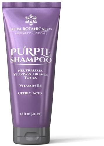 Nuva Botanicals Purple Shampoo for Blondes - Shampoo for Gray Hair for Women Removes Brassy Tones from Hair - Blonde Shampoo with Vitamin B5 - Hair Toner for Bleached Hair 6.8fl oz