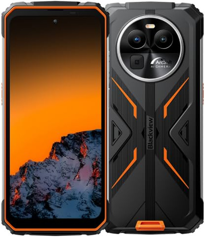 Blackview Smartphone Incassable BV8100, Double Lampes de Poche LED, 24Go+256Go, 6,5'' 120Hz 2,4K FHD+, Caméra 50MP, Batterie 8800mAh, Téléphone Portable Étanche IP68 Android 14, GPS NFC Orange