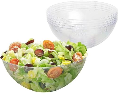 MATANA 50 Clear Hard Plastic Serving Bowls, 1500ml - Sturdy & Reusable - Ideal for Salad, Snacks & Crisps - Parties, Picnic, Birthdays, BBQ & More