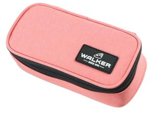 Walker Lifestyle Pencil Box Peach, Federmappe mit geräumigem Hauptfach und doppelseitiger Trennwand mit 20 Stiftfächern, Wasser und schmutzabweisend, 21 x 10 x 6 cm