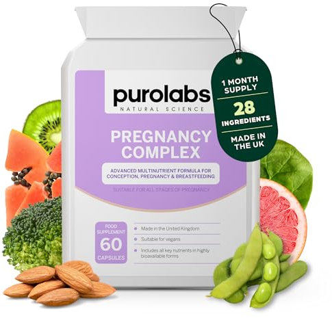 Purolabs Pregnancy Complex | Pregnancy Vitamins for Women with Folic Acid & Vitamin D | Prenatal Multivitamin for Pregnancy, Conception and Breastfeeding | 60 Vegan Capsules | Made in The UK