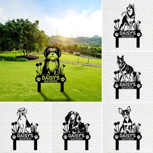 Craftnamesign Personalized Dog Memorials Metal Stake, Custom Pet Grave Markers Dog for Outdoor Garden Decor, Dogs Breed Sign, Pet Loss Sympathy, Dogs Bereavement Gift