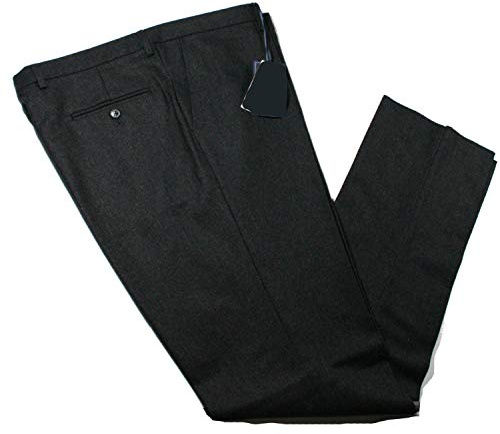 Alfio Collection Pantalone Uomo Classico in Pura Lana Senza Pens Elegante Flanella Vita Alta 48 50 52 54 56 58 60 (IT, Numero, 56, Regular, Regular, Nero)