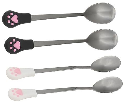 GALPADA 4pcs Stainless Steel Pet Food Spoon Dog Cat Canned Scoop Serving for Wet Treats