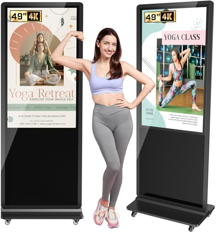 JASZDOT 49 Zoll Touchscreen Digitaler Kundenstopper, Touchscreen Digitales Werbedisplay LCD, Digital Signage Player Android OS, IPS HD Gehwegaufsteller für Geschäft & Schaufenster, Schwarz