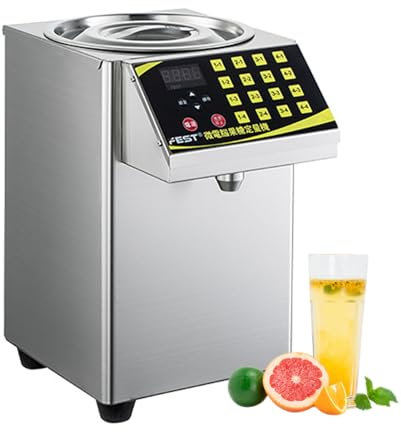 Distributeur Automatique de Fructose, Machine de Dosage du Fructose 8,5 L, Distributeur Électrique Commercial de Sirop de Sucre, Équipement de Préparation de Thé Aux Perles,stainlesssteel