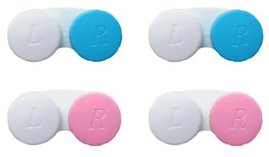 Nazeauf Contact Lens Cases - 4pcs Portable Contact Lens - Travel Contact Lens Cases,Contact Lens Soaking Storage Case with L and R Caps,Contact Lens Cases Holder Box（Pink+Blue）