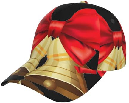 JIUTY 1 x Baseballkappe mit Weihnachtsglocken für Herren und Damen, mit verstellbarer Schnalle, Sommer-Baseballkappe, Golf-Hut für den Außenbereich, Schwarz , Einheitsgröße