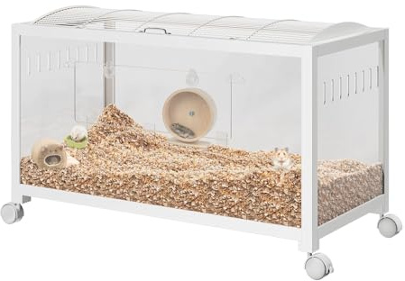 Hamsterkäfig, Mäusekäfig, Nagerkäfig Mit Häuschen, Schaufenster Aus Acrylglas, Transparenter Hamsterlebensraum Für Ratten, Meerschweinchen, 97l x 47w x 51h cm