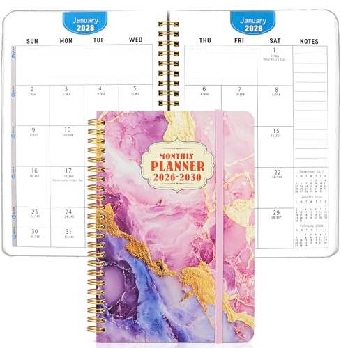 Agenda mensile 5 anni 2026-2030, formato A5, calendario 60 mesi con lista delle cose da fare, pianificatore di scrittura rilegato a spirale