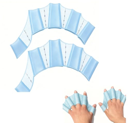 Webbed Aquatic Training Gloves, Size L Light Blue. Swimming Hand Paddle Gloves Webbed Surfing Paddles Aquatic Gloves Swim Flippers for Snorkeling for Kids Women Men for Training(L) Supplies