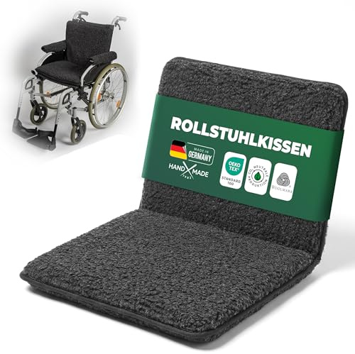 NOVALIV Rollstuhlpolster anthrazit 50x80 cm – Ergonomisches Sitzkissen für Rollstuhl, Büro- & Esszimmerstuhl – Weiche Sitzauflage für mehr Komfort, Wärme & Schutz – Praktisches Rollstuhl Zubehör