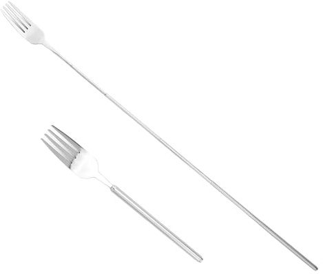 2-Pack Telescoping Stainless Steel Forks: Extendable from 8.7 Inches to 25.4 Inches for Outdoor Barbecues, Camping, and Gatherings