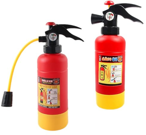 Mikinona 2 Piezas de Juguetes Extintores de Agua para Pequeño y Grande Plástico Seguro sin Olor Pegatina Interior Accesorios para Bomberos Adecuado para Juegos Acuáticos y Fiestas al