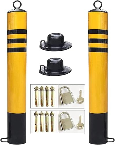 Bolardos De Estacionamiento, Bolardo De Seguridad, 2 Postes De Seguridad para Entradas De Vehículos, Postes De Barrera De Estacionamiento De Metal con Anillo para Colgar Y Base Móvil para Es