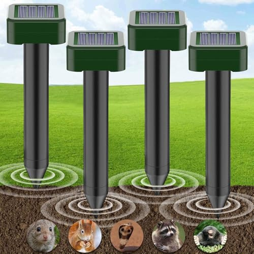 4 stück ultraschall maulwurfvertreiber für mäuse wasserdicht solar maulwurfbekämpfung geeignet zur vertreibung von maulwürfen und Anderen nagetieren in gärten Rasen