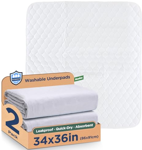 Inkontinenzunterlage waschbar Matratzenschutz, wasserdichte bettunterlage, Inkontinenzauflage, betteinlagen inkontinenz waschbar , nässeschutz matratzenauflage - 86 x 91 cm（2er）