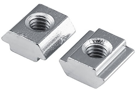 50 piezas de tuerca de ranura en T recubierta de níquel, acero al carbono, plata, sujetador deslizante de carbono para accesorios de perfil de aluminio, estándar europeo (EU20-M4)