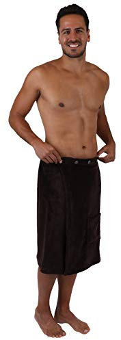 Betz Herren Saunakilt Sauna Kilt Wellness Regulierbar der Weite durch Knöpfe und Gummizug Farbe dunkelbraun