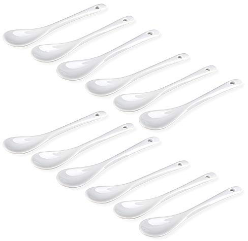Schramm® 12 Stück Porzellan Eierlöffel weiss Eier Löffel Teelöffel Servierlöffel Kaffeelöffel Dessertlöffel Mokkalöffel Dip Löffel 12er Pack