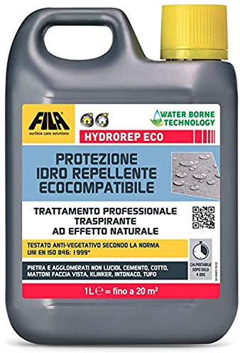 Fila hydrorep Eco 1 litro repelente al agua para piedra transpirable de efecto natural que impide el crecimiento de algas