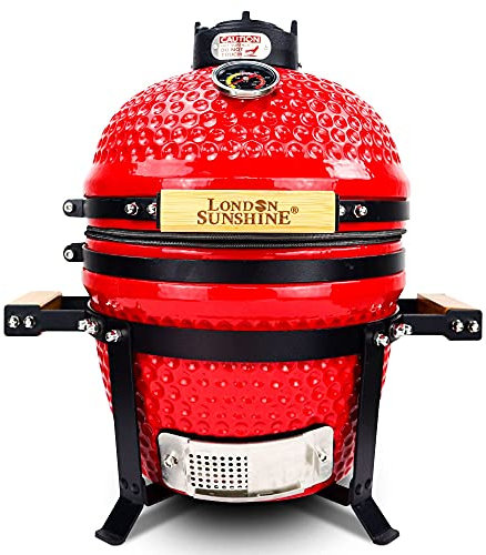 London Sunshine Kamado-Grill, Keramik, 33 cm, tragbar, Rot
