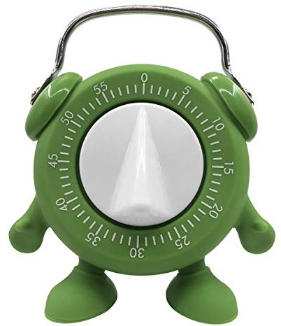 Keleely Kitchen Timer, for Baking Teaching Cooking Egg Potty Training Cute 60 Mins Twist Wind-Up Timer with Ring Alert, No Battery (Green)