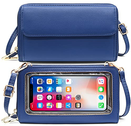 HNOOM Handytasche zum Umhängen Damen, Geldbörse mit Handyfach (Blau) | Handytasche mit Geldbörse zum Umhängen, Touchscreen Handytasche RFID, Umhängetasche Damen Klein, Für Handys bis 6,9