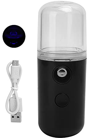 Pulvérisateur Facial Rechargeable Visage Brume Pulvérisateur Mini Humidificateur Cool Facial Vapeur Hydratant Spa Beauté Dispositif(Le noir)