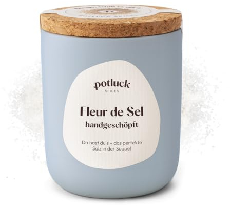 Potluck | Fleur de Sel handgeschöpft | Meersalz im Keramiktopf | 80g | Vegan, glutenfrei und mit natürlichen Inhaltsstoffen