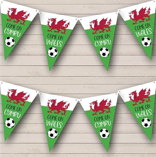 Fingerprint Designs Welsh Cymru World Cup Wales Football Personalised Any Text Banner Bunting