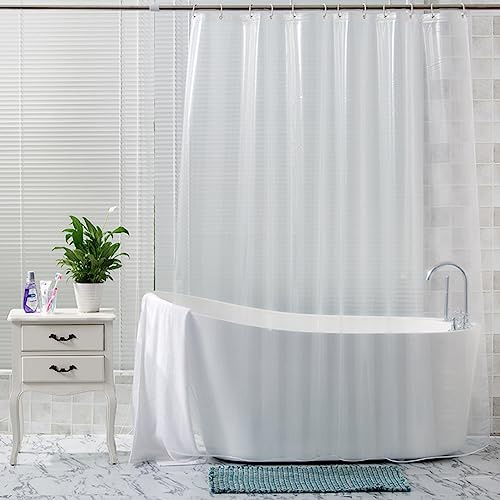 Helweet Duschvorhang, Duschvorhänge, Duschvorhang Transparent, mit 12 Haken, Badezimmervorhang, Wasserdicht Shower Curtains, Vorhang für Dusche, Badvorhang für Badezimmer, 180 X 200cm