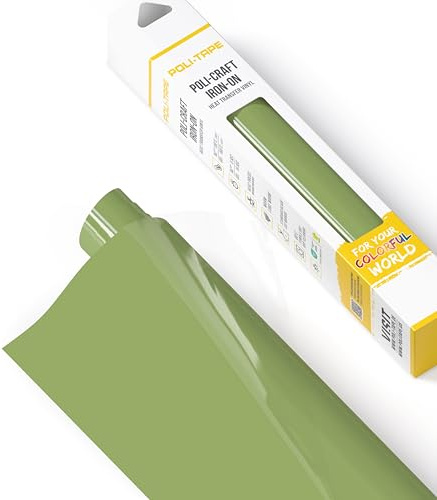 POLI-FLEX® TURBO® Film de transfert pour textiles - Film flexible à thermocoller - Film de traceur pour t-shirts DIY - Olive mat - 30,5 cm x 122 cm