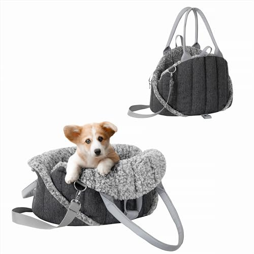 PillowPrim Hundetragetasche, Vertellbar, Schultergurt, Haustiertragetasche, Transport, Katzentasche, Reisetasche, Camping, Tasche, Schwarz Inari, 38x24x28 cm