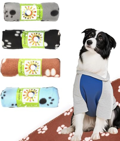sanvpwsan 4 Pcs Soft Pet Blankets, Dog Cat Blanket Washable, Small Dog Cat Blanket, Machine Washable Pet Blankets Blankets with Paw Print for Dogs & Cats, Multiple Uses & Easy Care