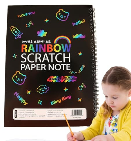 Lambo Kratzpapier-Kunst-Set, Regenbogen-Kratzpapier, 10 Bögen Regenbogen-Scratch Paint | Geruchloses Regenbogen-Streifen-Regenbogen-Kunstpapier für Mädchen und